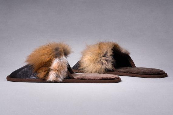 Natural Mink Slippers