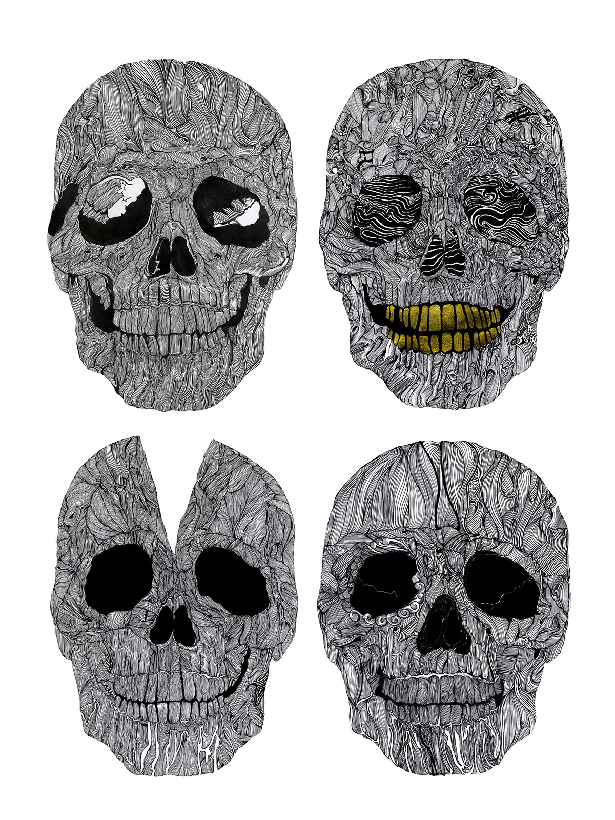 Extraordinary Human Skull Illustrations by Sam Sephton