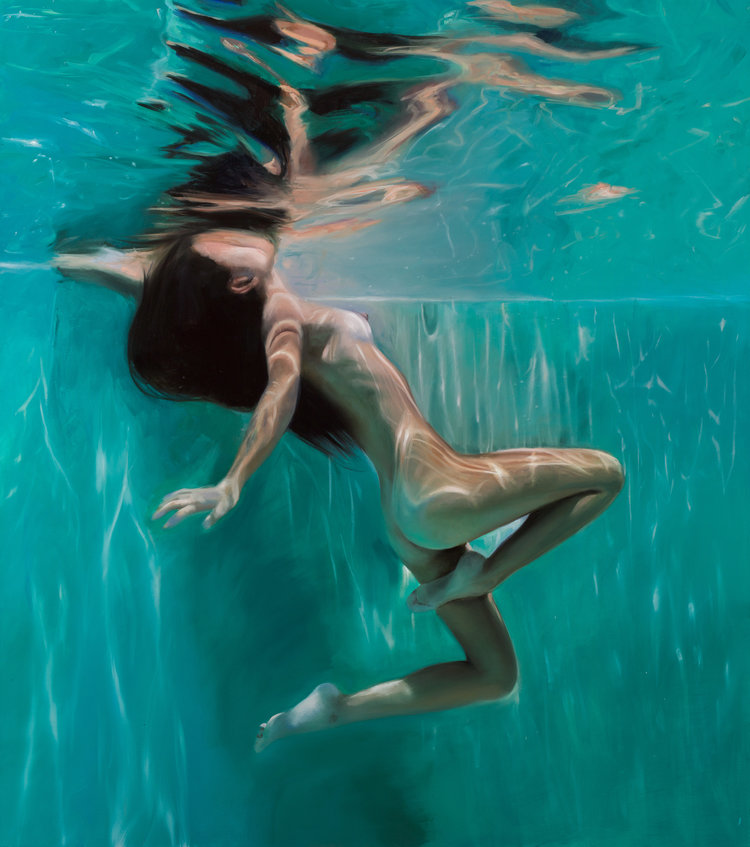 The collection of realistic "underwater" oil on canvas paintings ...