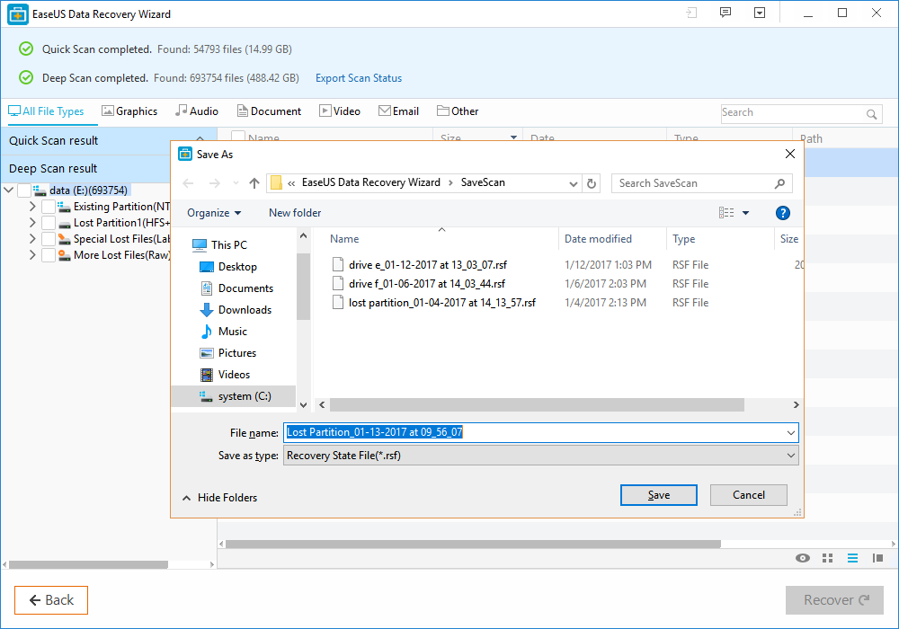 EaseUS Data Recovery Wizard Review export