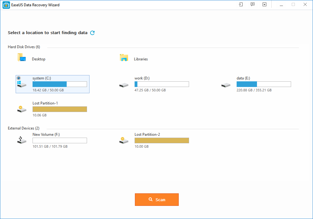EaseUS Data Recovery Wizard Review start