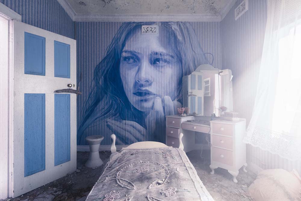 Women Faces in Old Abandoned Houses