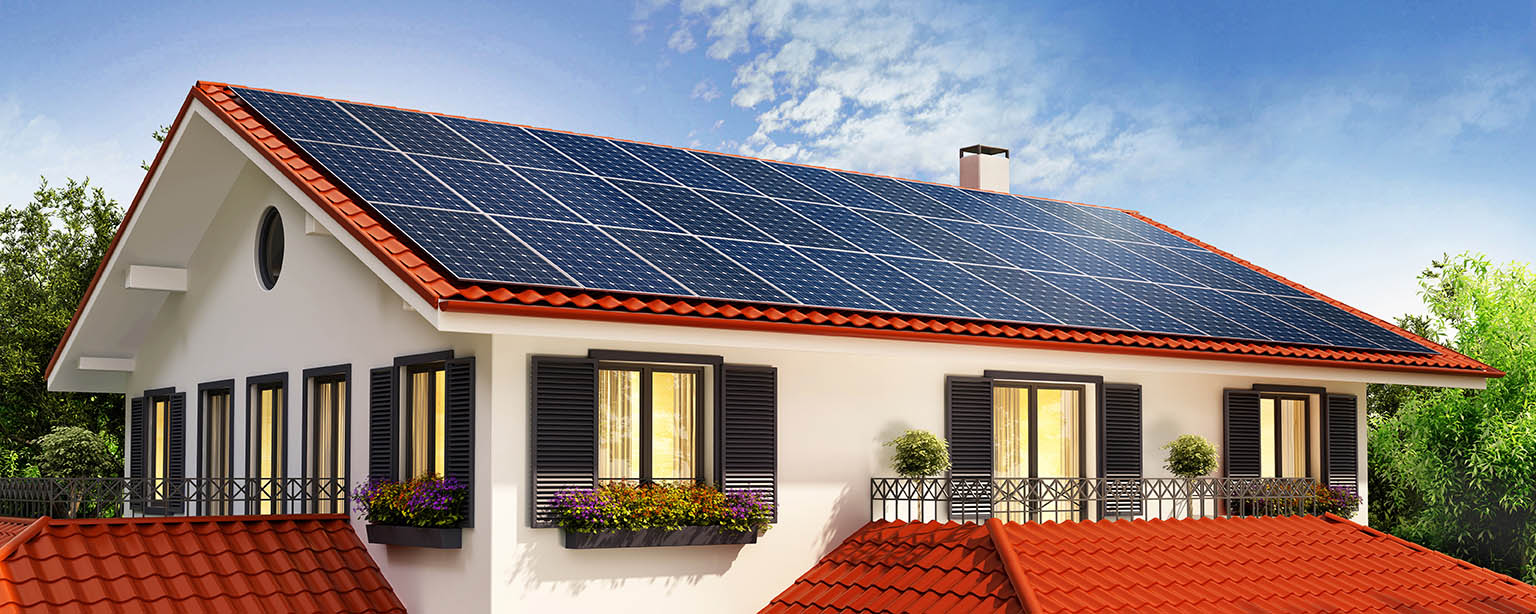 House with solar panels on the roof