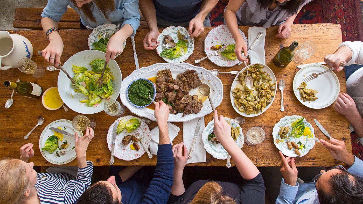 a dinner party at home