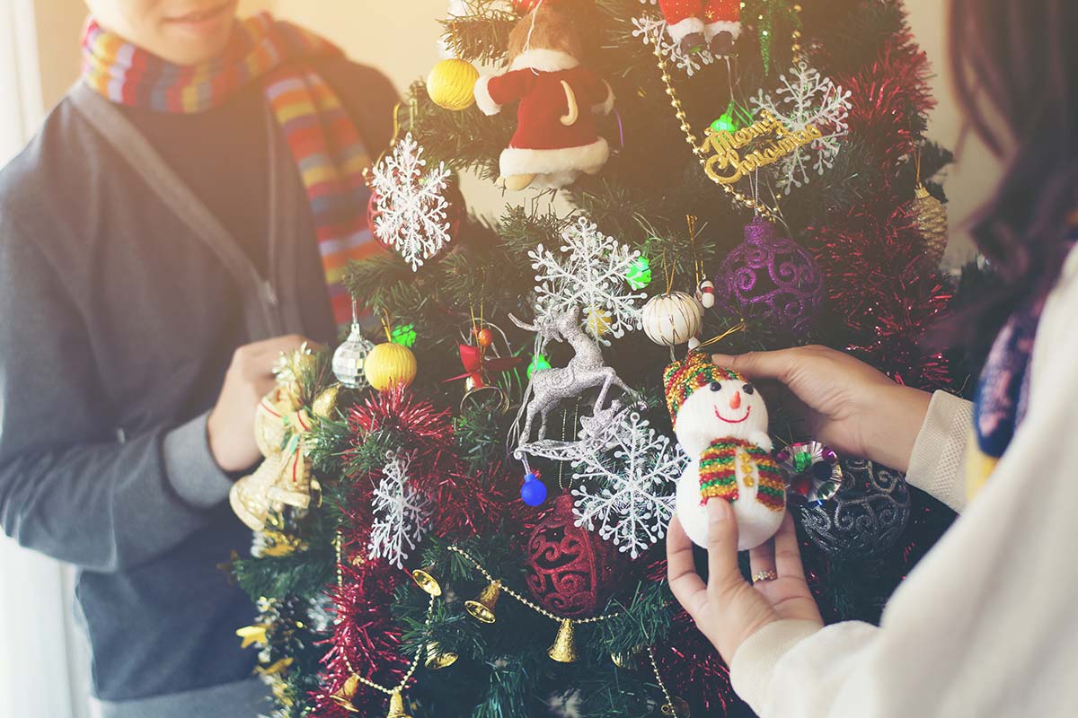 decorating a Christmas tree