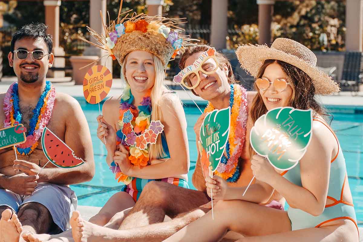 Planning Cocktail With Relatives By the Poolside