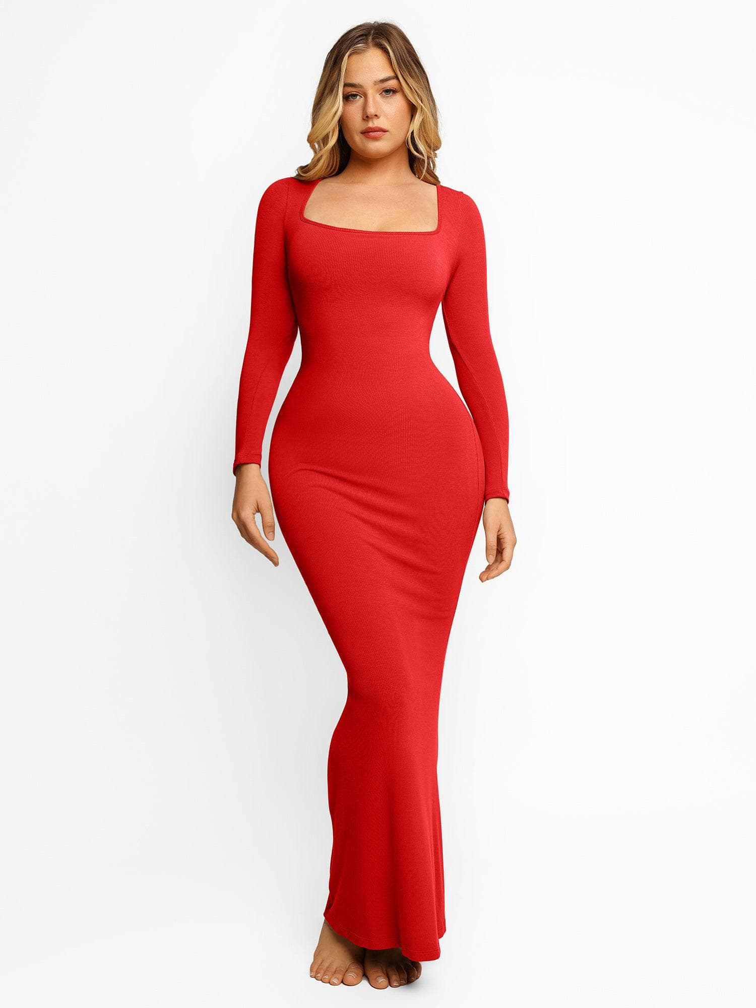 Built-In Shapewear Slip Maxi Lounge Dress, Popilush