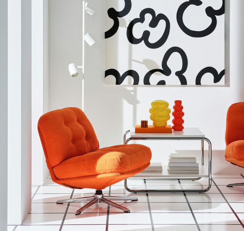DYVLINGE swivel chair, Kelinge orange